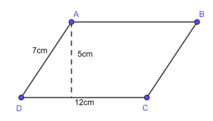Công thức tính diện tích hình bình hành, chu vi hình bình hành