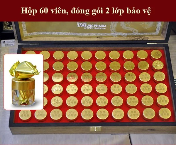 An Cung Ngưu Hoàng Hoàn Samsung Pharm Hàn Quốc hộp gỗ 60 viên