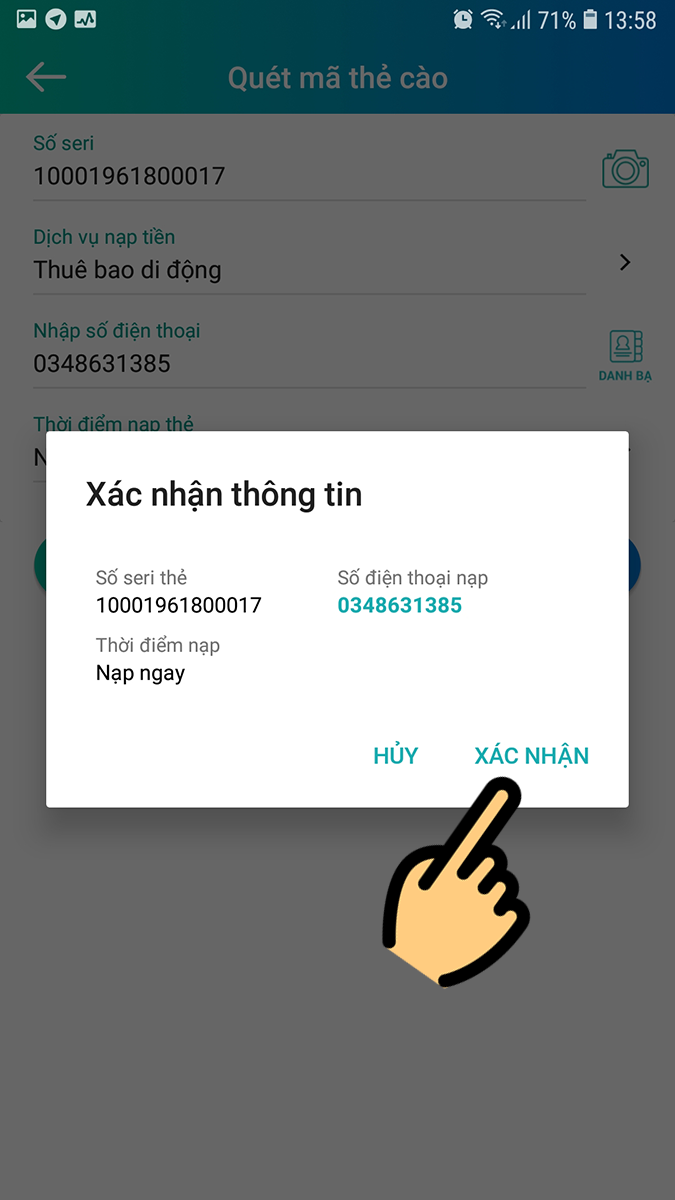 Xác nhận thông tin