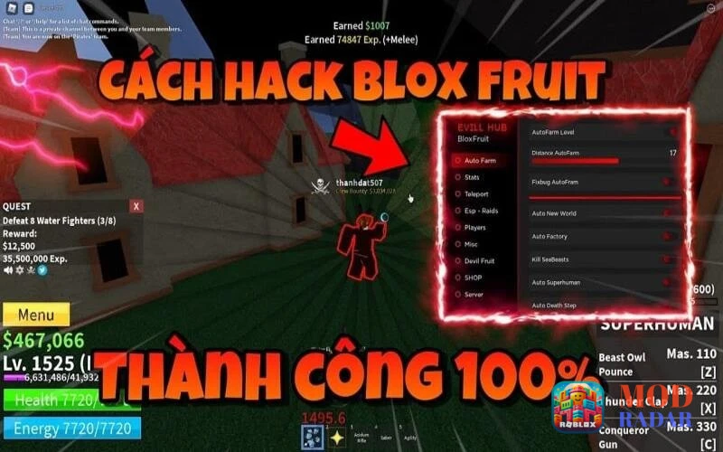 Tải Hack Blox Fruit Update 21 V50 (Auto Farm, Trái ác quỷ, giọt nước)