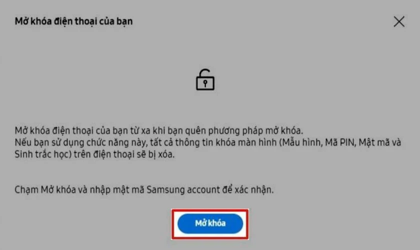 Cách mở khóa điện thoại Samsung bảo toàn dữ liệu không mất