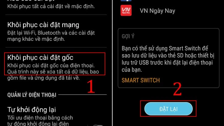 Hướng dẫn cách khôi phục cài đặt gốc Samsung, xóa thông tin cá nhân