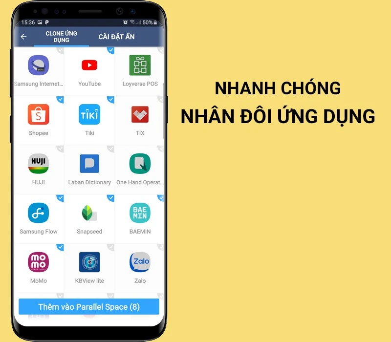 Parallel SpaceNhân đôi ứng dụng