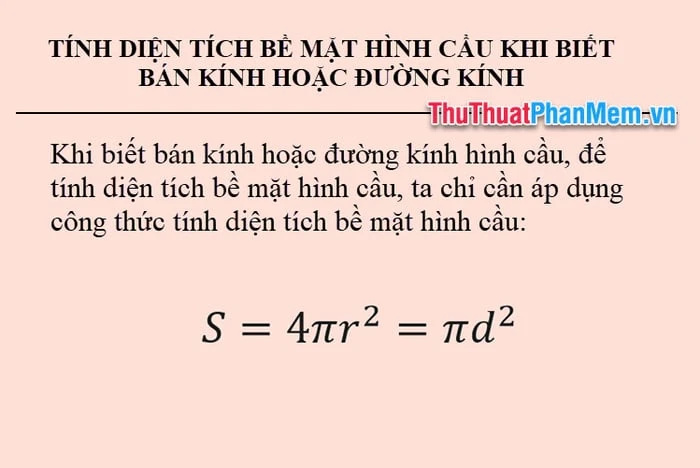 Công thức tính diện tích bề mặt của hình cầu và ví dụ