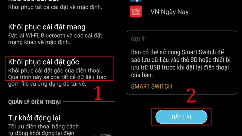 Tổng hợp 5 cách reset cứng, khôi phục cài đặt gốc Samsung Galaxy - Thegioididong.com