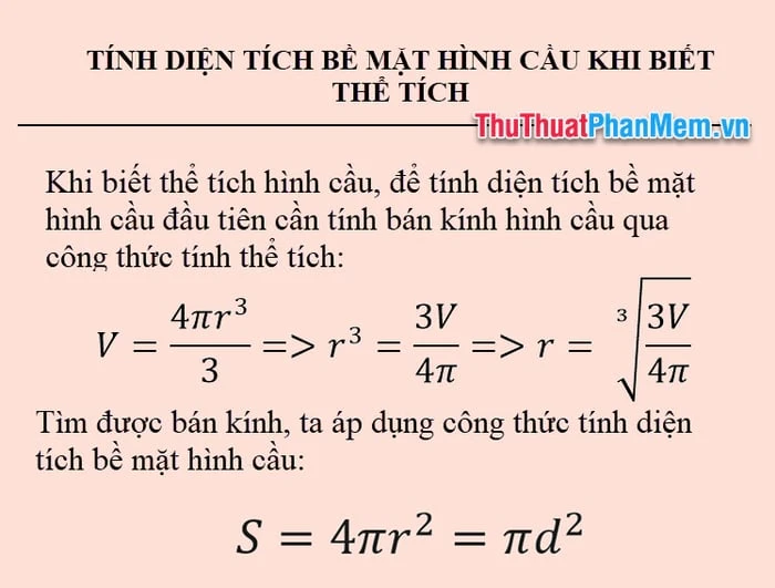 Công thức tính diện tích bề mặt của hình cầu và ví dụ