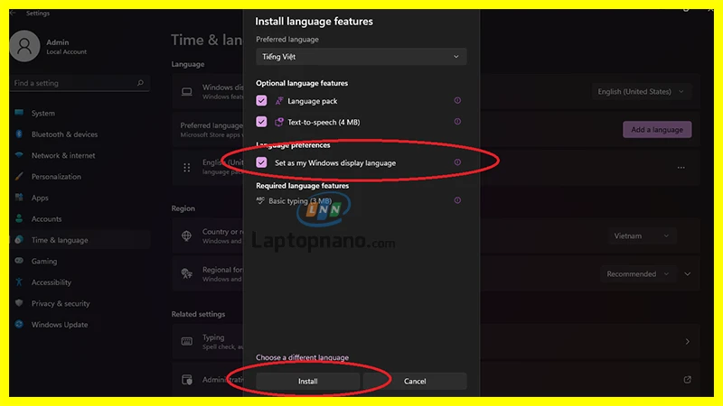 Cách cài đặt ngôn ngữ tiếng việt cho máy tính laptop win 11