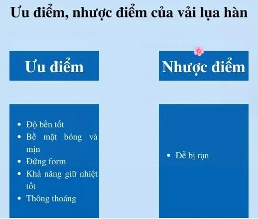 Vải lụa Hàn có tốt không? 8 ưu nhược điểm và ứng dụng